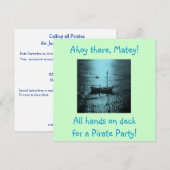 Pirate Party Invitations blue Kaart (Voorkant / Achterkant)