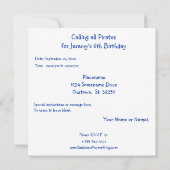 Pirate Party Invitations blue Kaart (Achterkant)