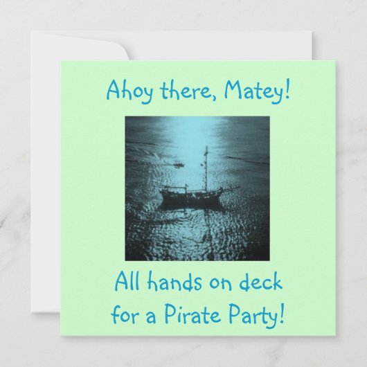Pirate Party Invitations blue Kaart (Voorkant)