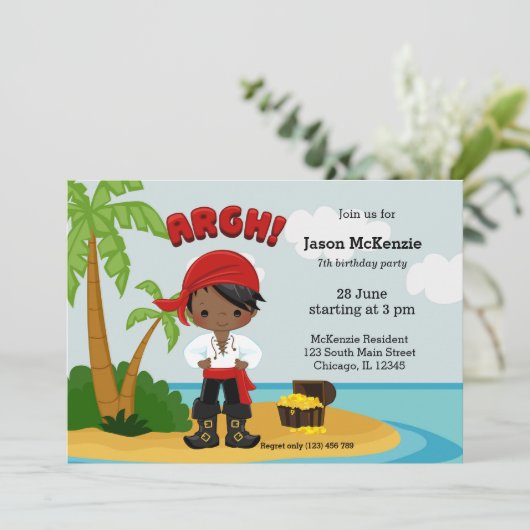 Pirate party kaart (Staand voorkant)