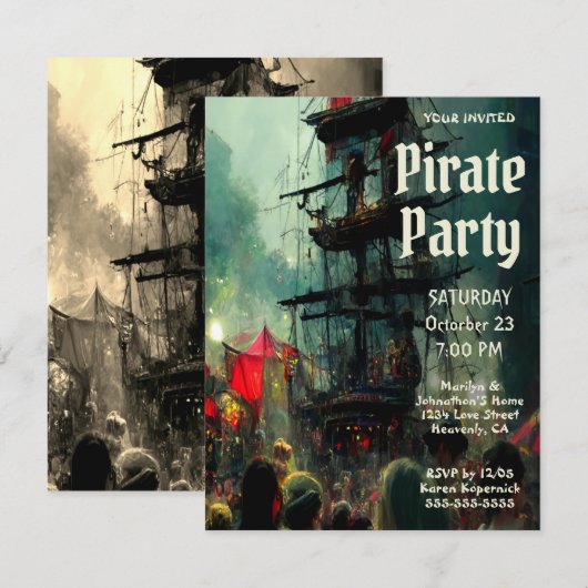 Pirate Party Kaart (Voorkant / Achterkant)