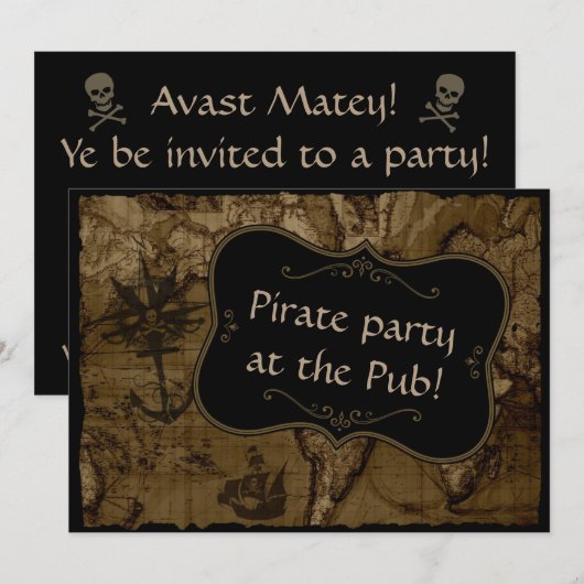 Pirate Party Kaart (Voorkant / Achterkant)
