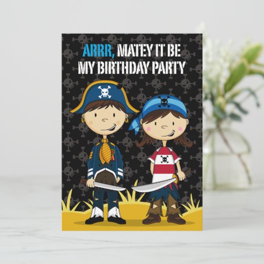Pirate Party nodigt uit Kaart (Staand voorkant)
