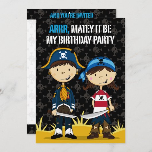Pirate Party nodigt uit Kaart (Voorkant / Achterkant)