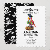 Pirate Party Papegaai Verjaardag Uitnodiging (Voorkant / Achterkant)