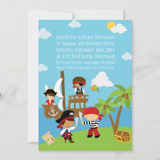 Pirate Party - Personalized Birthday Invitation Kaart (Voorkant)