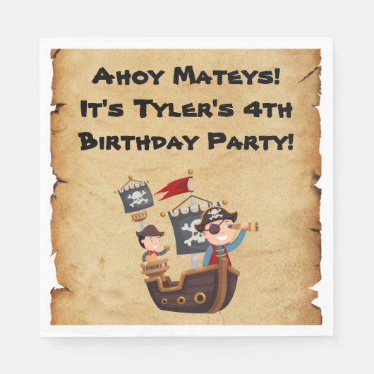 Pirate Party Personalized Napkins Servet (Voorkant)
