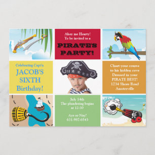 Pirate Party Photo Birthday Invitation Kaart