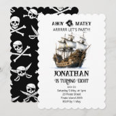 Pirate Party Schip Verjaardag Uitnodiging (Voorkant / Achterkant)