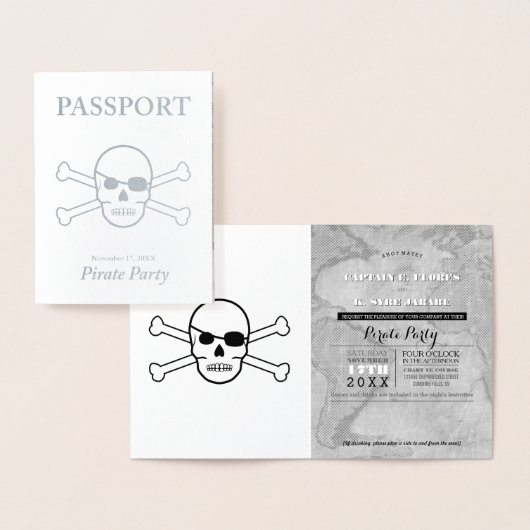 Pirate Party Silver Foil Passport Folie Kaarten (Display)