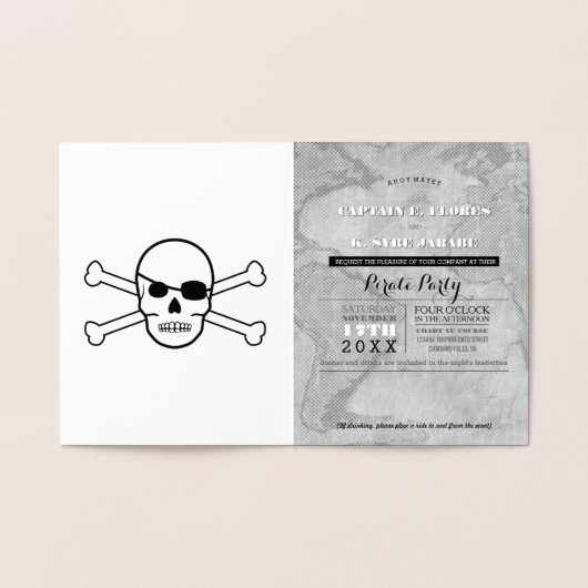 Pirate Party Silver Foil Passport Folie Kaarten (Binnen)