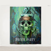 Pirate Party Skull Captain Green Ghost Ship Wandkleed (Voorkant)