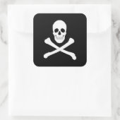 Pirate Party (Skull en Crossbones) (Jolly Roger) Vierkante Sticker (Tas)