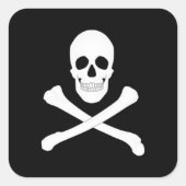 Pirate Party (Skull en Crossbones) (Jolly Roger) Vierkante Sticker (Voorkant)