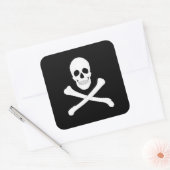 Pirate Party (Skull en Crossbones) (Jolly Roger) Vierkante Sticker (Envelop)