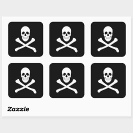 Pirate Party (Skull en Crossbones) (Jolly Roger) Vierkante Sticker
