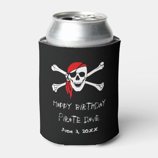 Pirate Party Skull en Crossbones Kan Drink Cooler (Blikje Voorkant)