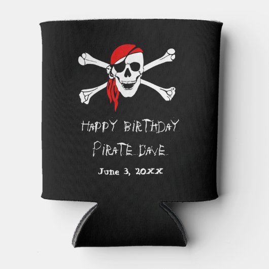 Pirate Party Skull en Crossbones Kan Drink Cooler (Voorkant)