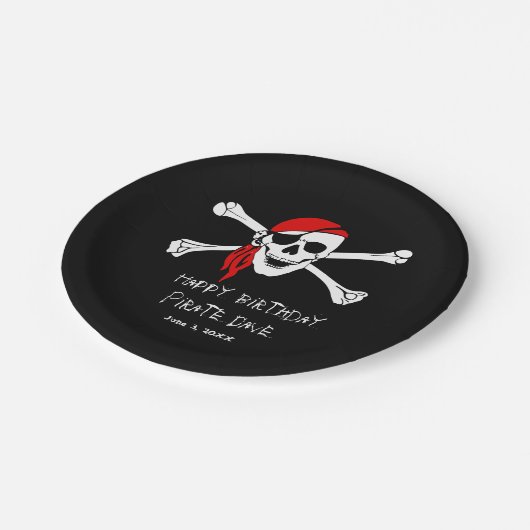Pirate Party Skull en Crossbones Papier Borden Papieren Bordje (Gekanteld)