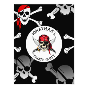 PIRATE PARTY SKULLS FOTO AFDRUK