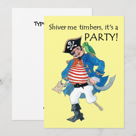 'Pirate' Party Uitnodiging (Voorkant / Achterkant)