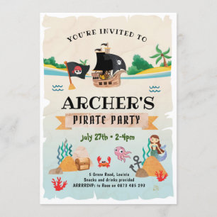 Pirate party-uitnodiging, Pirate-verjaardag Kaart