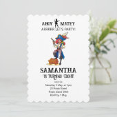 Pirate Party Verjaardag Meisje Schatuitnodiging Kaart (Staand voorkant)