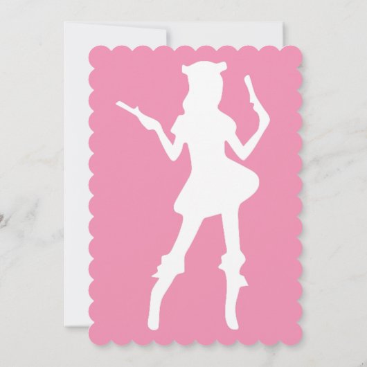 Pirate Party Verjaardag Roze Meisje Uitnodiging (Achterkant)