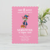 Pirate Party Verjaardag Roze Meisje Uitnodiging (Staand voorkant)