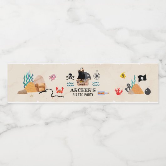 Pirate party waterfles etiket (Enkel label)