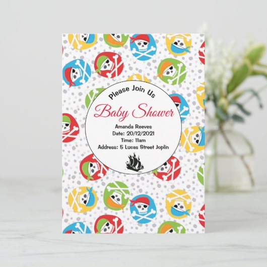 Pirate Pattern Baby shower Kaart (Staand voorkant)