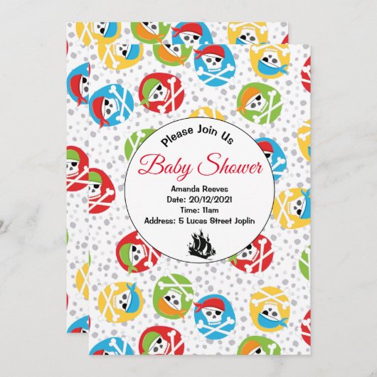 Pirate Pattern Baby shower Kaart (Voorkant / Achterkant)