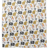 Pirate Pattern Treasure Island Hand-Drawn Douchegordijn (Voorkant)