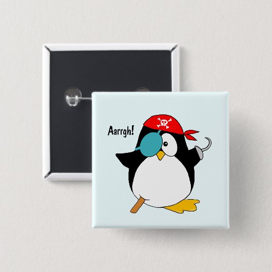 Pirate Penguin Argh! Vierkante Button 5,1 Cm (Voorkant /achterkant)