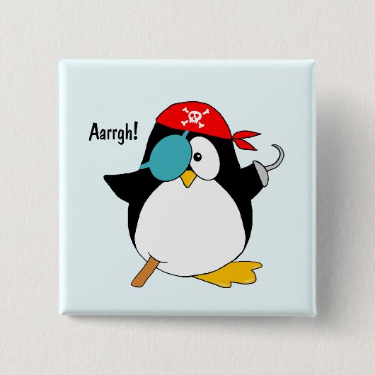 Pirate Penguin Argh! Vierkante Button 5,1 Cm (Voorkant)