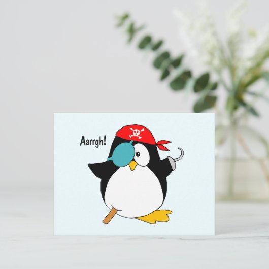 Pirate Penguin Briefkaart (Staand voorkant)
