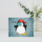 Pirate Penguin Briefkaart (Staand voorkant)