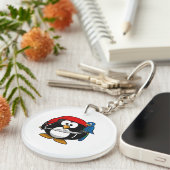 Pirate Penguin Cute Art Sleutelhanger (Voorkant Rechts)