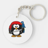 Pirate Penguin Cute Art Sleutelhanger (Achterkant)