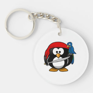 Pirate Penguin Cute Art Sleutelhanger