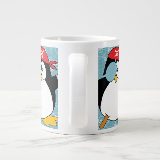 Pirate Penguin Grafisch Patroon Grote Koffiekop (Achterkant)