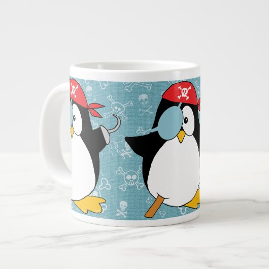 Pirate Penguin Grafisch Patroon Grote Koffiekop (Links)