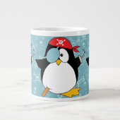 Pirate Penguin Grafisch Patroon Grote Koffiekop (Voorkant)