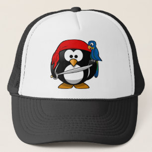 Pirate Penguin met een Red Bandanna en een Parrot Trucker Pet