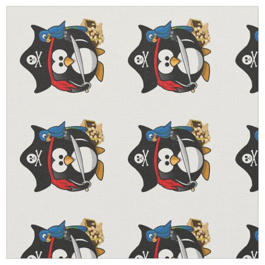 Pirate Penguin met Parrot Stof (Close Up)