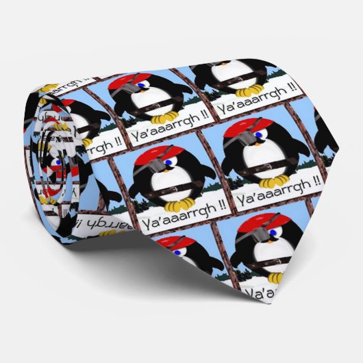 Pirate Penguin Portrait Stropdas (Opgerold)