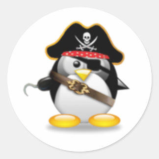 Pirate Penguin Ronde Sticker