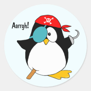 Pirate Penguin Ronde Sticker