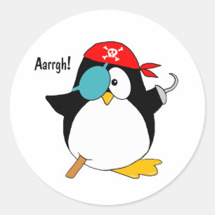 Pirate Penguin Ronde Sticker