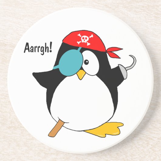 Pirate Penguin Zandsteen Onderzetter (Voorkant)